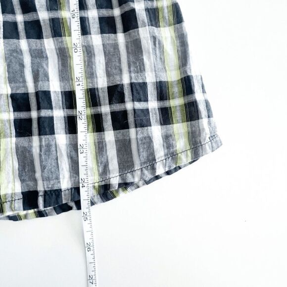 Vans Womens Button Down Shirt Ruffled Sparkle Plaid Yellow Black Medium NWT - Picture 8 of 9